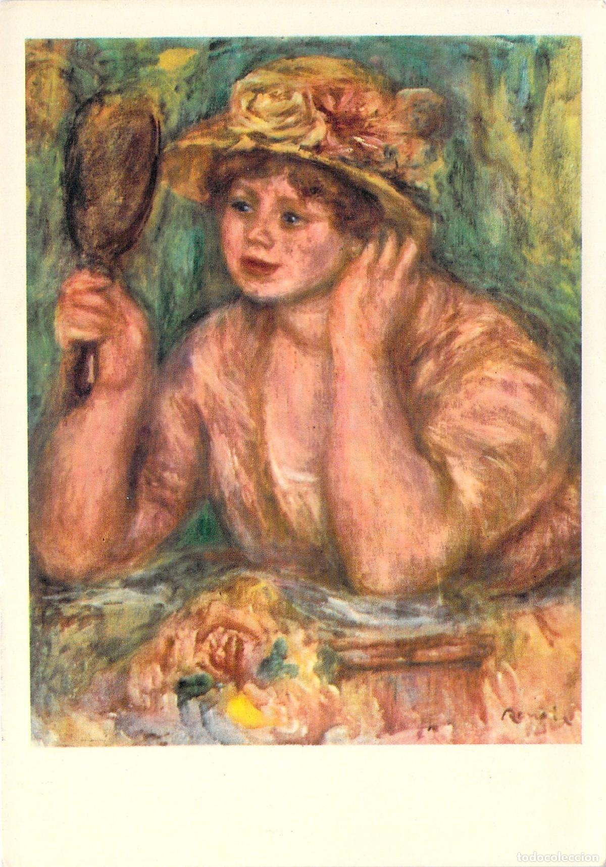 Postales: Postal de la pintura Femme au Miroir de Auguste Renoir