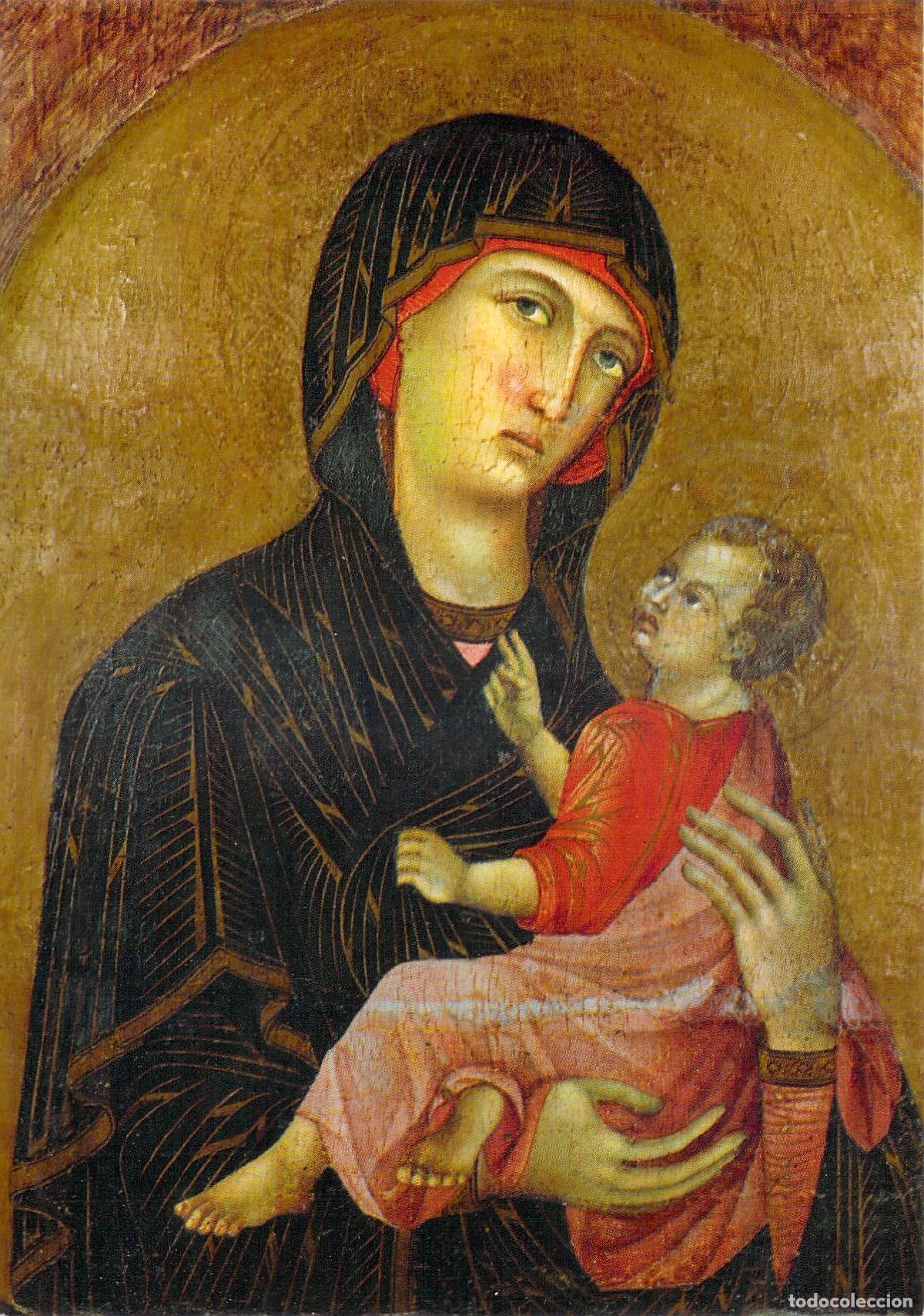 Postales: Postal de la Madonna con Ni&ntilde;o de Duccio di Buoninsegna en Siena
