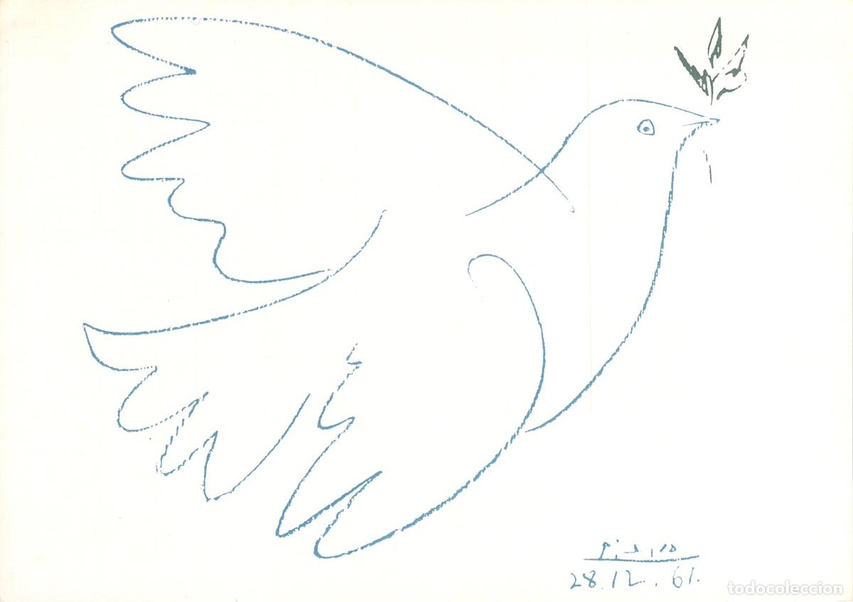 Postales: Postal con obra art&iacute;stica Colombe bleue de Pablo Picasso