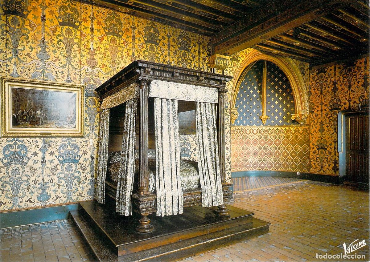 Postales: Postal del dormitorio del Rey en el Castillo de Blois, Francia