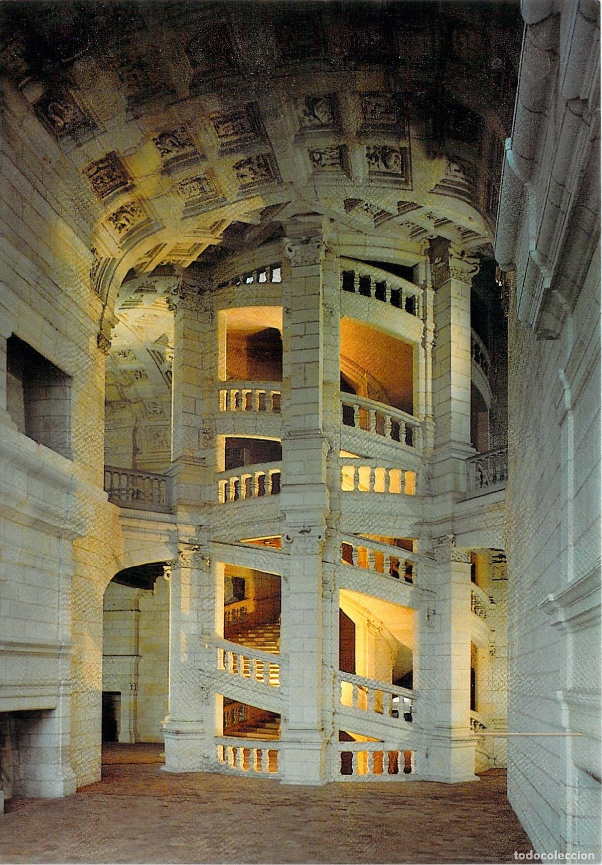 Postales: Postal del Castillo de Chambord, Gran Escalera Monumental