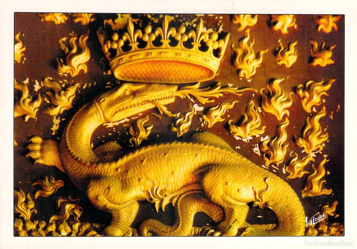 Postales: Postal de la Salamandra emblema del Rey Francisco I del Valle del Loira
