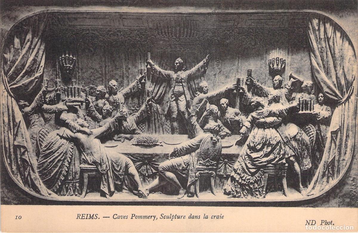Postales: Postal de Reims, relieve en tiza de las Cuevas Pommery