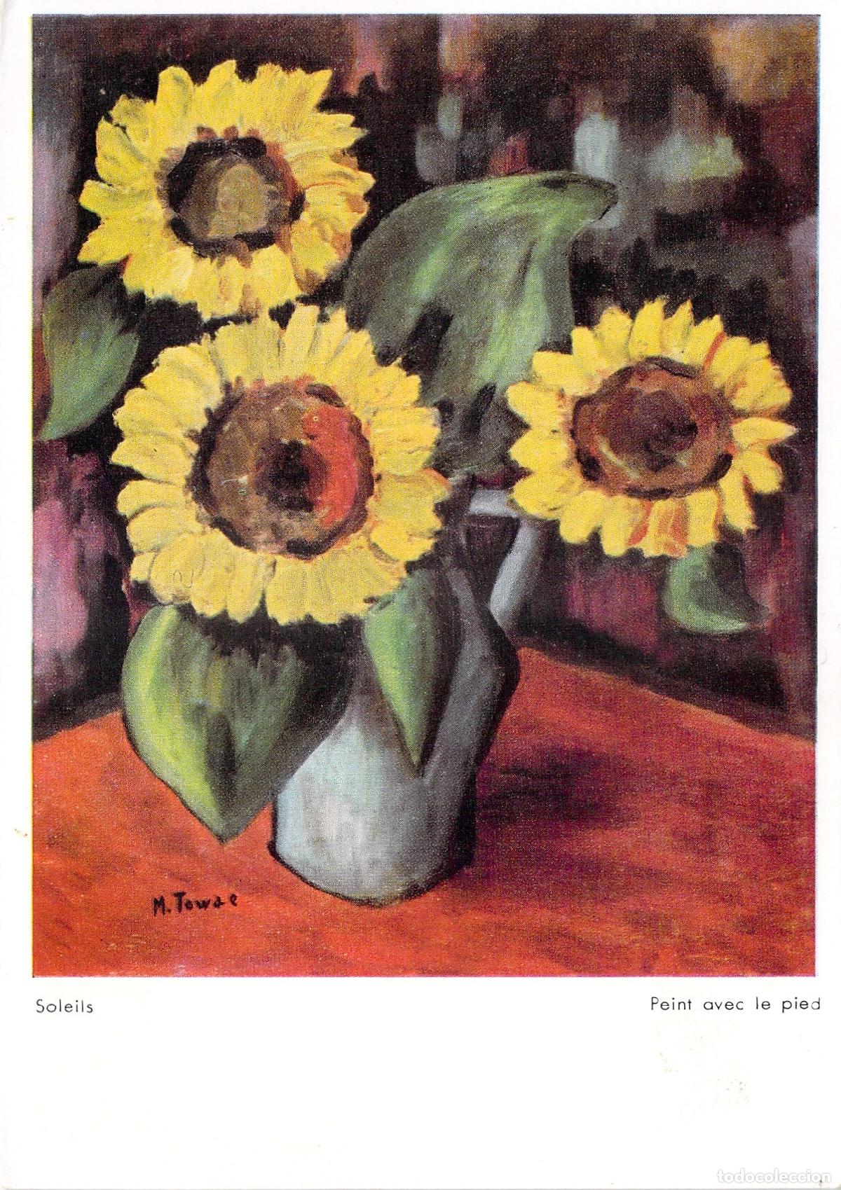 Postais: Postal de Girasoles Pintados por Annick, Edici&oacute;n Artistas de Estrasburgo