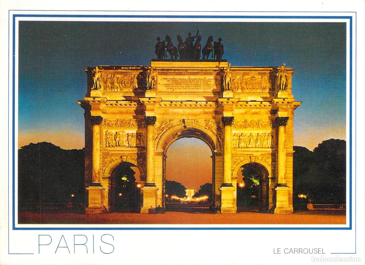 Postais: Postal de Par&iacute;s: Arco de Triunfo del Carrusel iluminado