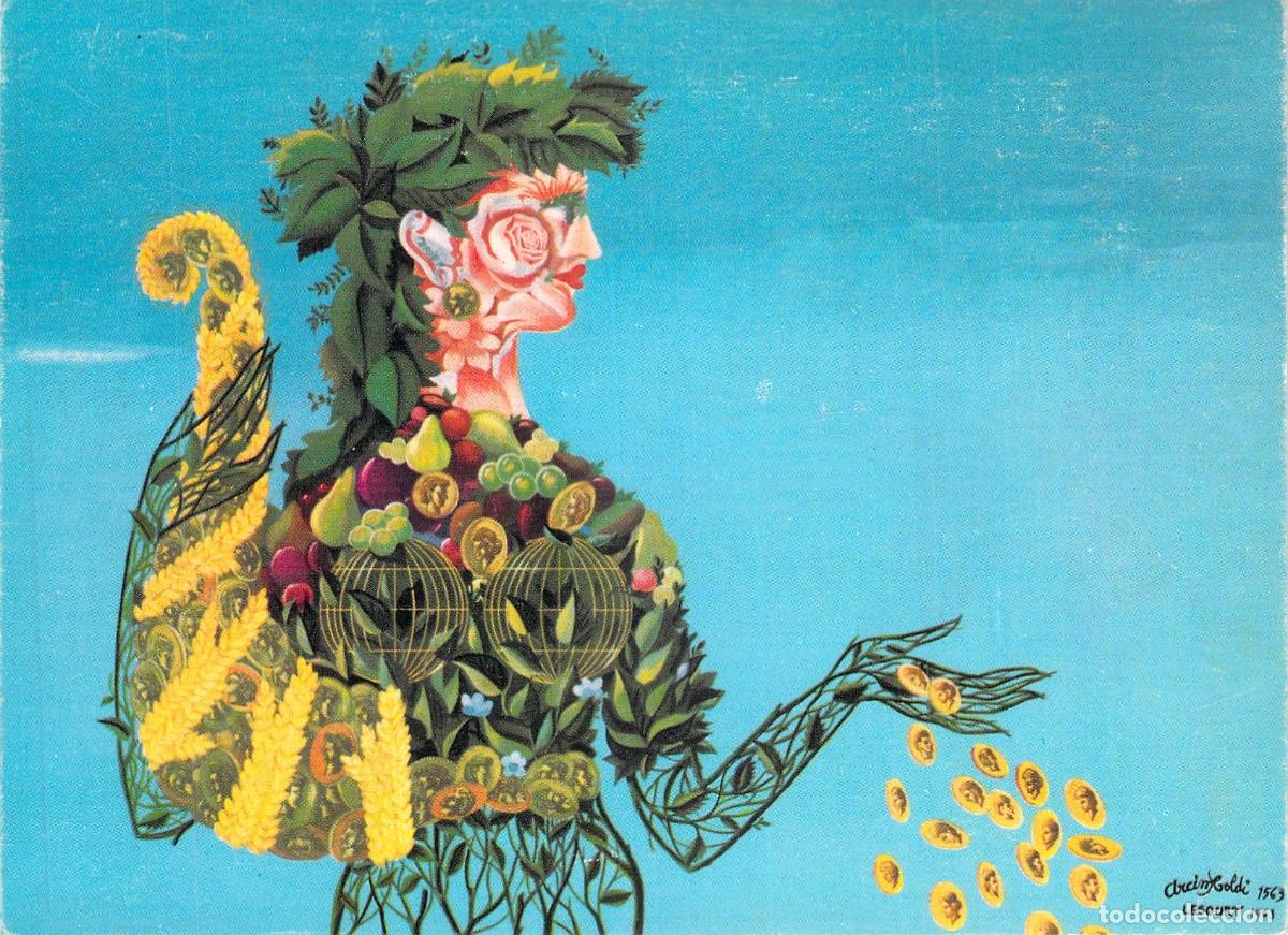 Postais: Postal de Arte Loter&iacute;a Nacional Les Fruits de la Chance seg&uacute;n Arcimboldo
