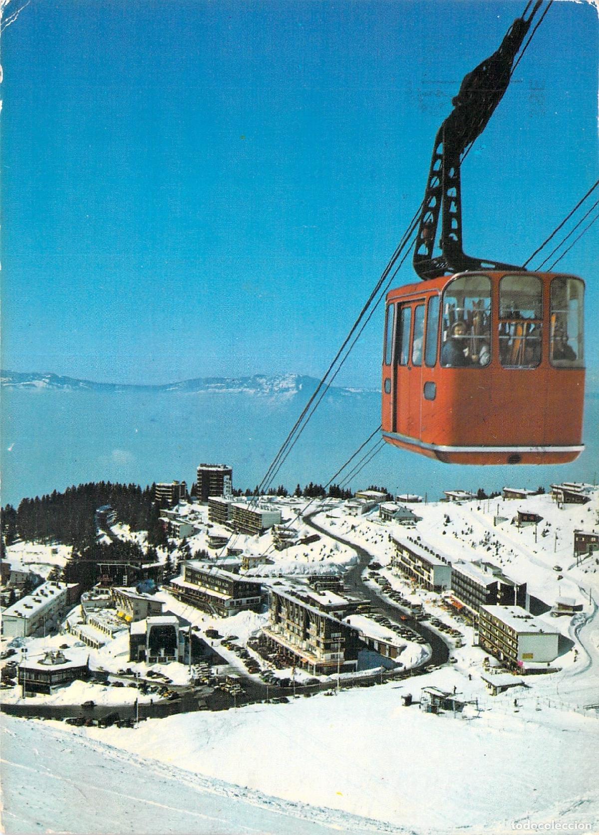 Postales: Postal de Chamrousse Is&egrave;re con vista al telef&eacute;rico y estaci&oacute;n de esqu&iacute;