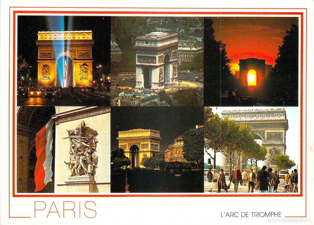 Cartes Postales: Postal de Paris con M&uacute;ltiples Perspectivas del Arco de Triunfo