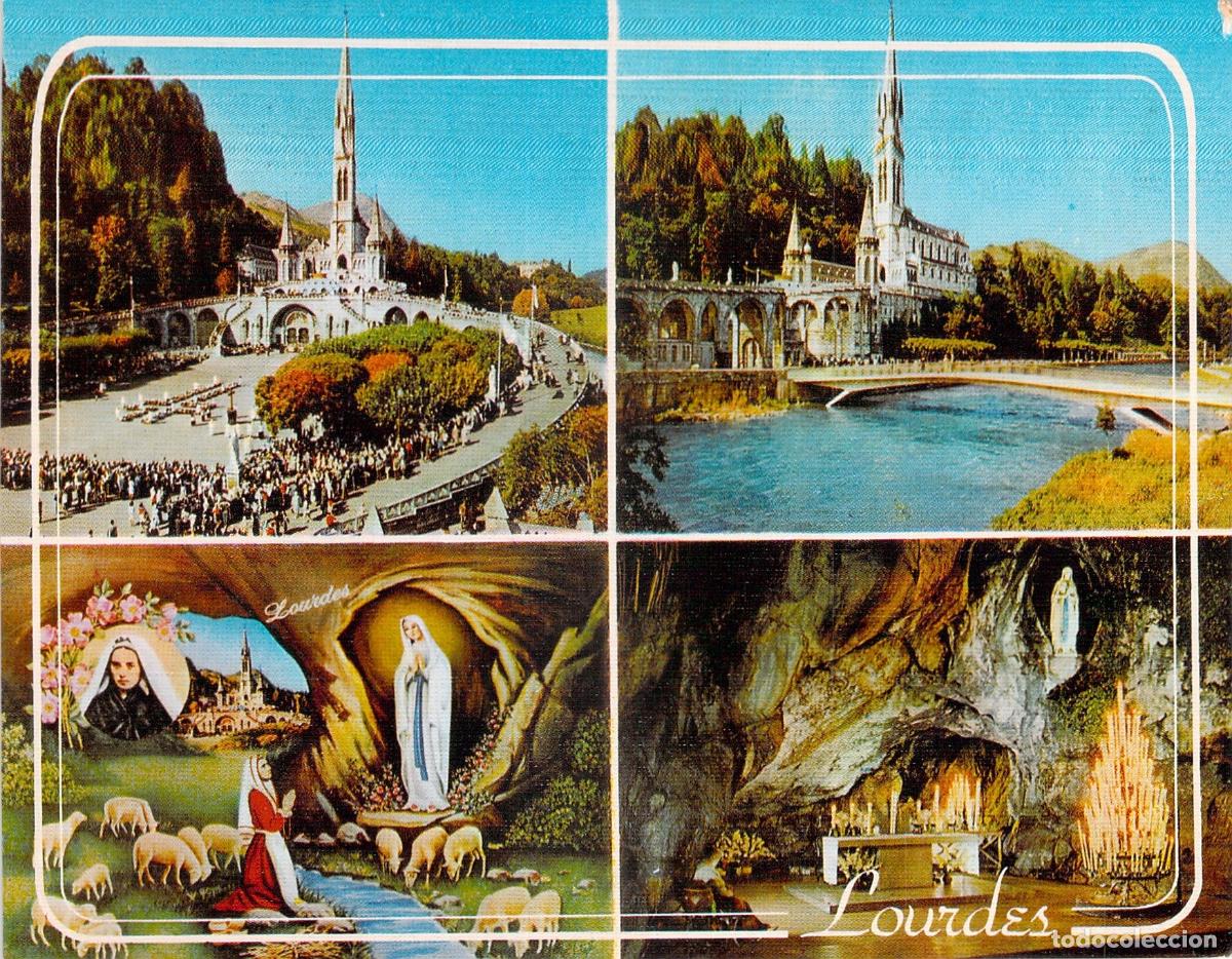 Postais: Postal de Lourdes, vistas del santuario y gruta en Francia