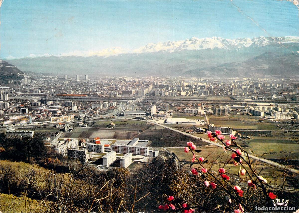 Postais: Postal de la vista general de Grenoble con los Alpes al fondo