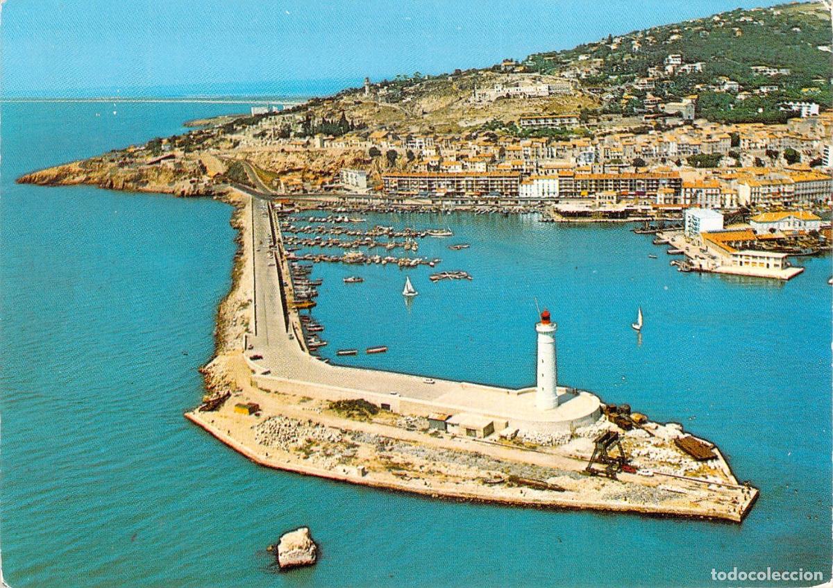 Postales: Postal de S&egrave;te, vista panor&aacute;mica del puerto y el faro en Francia