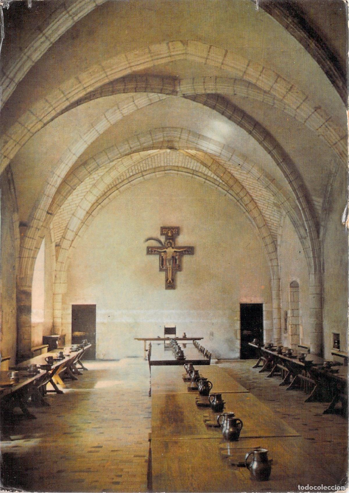 Postales: Postal de la Abad&iacute;a de Fontgombault en Francia: El Refectorio