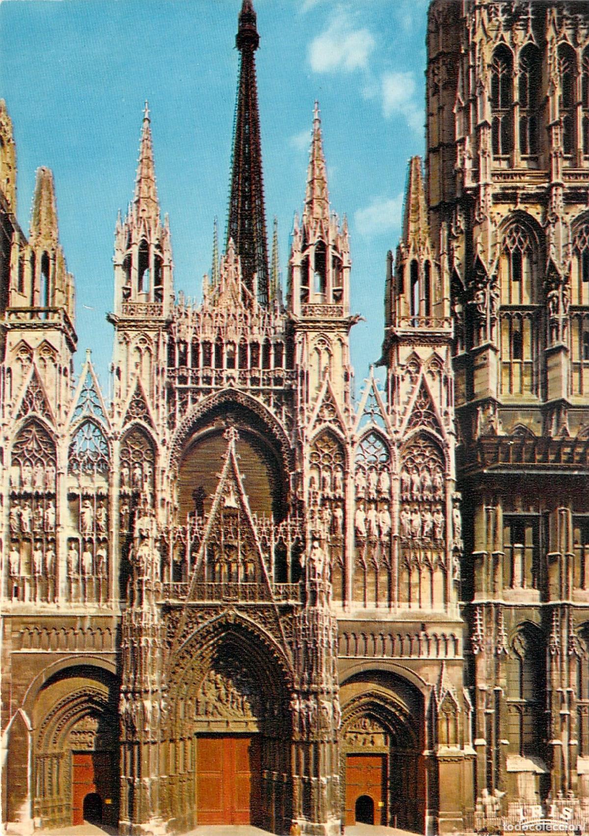 Postales: Postal de la Fachada de la Catedral de Rouen, Normand&iacute;a