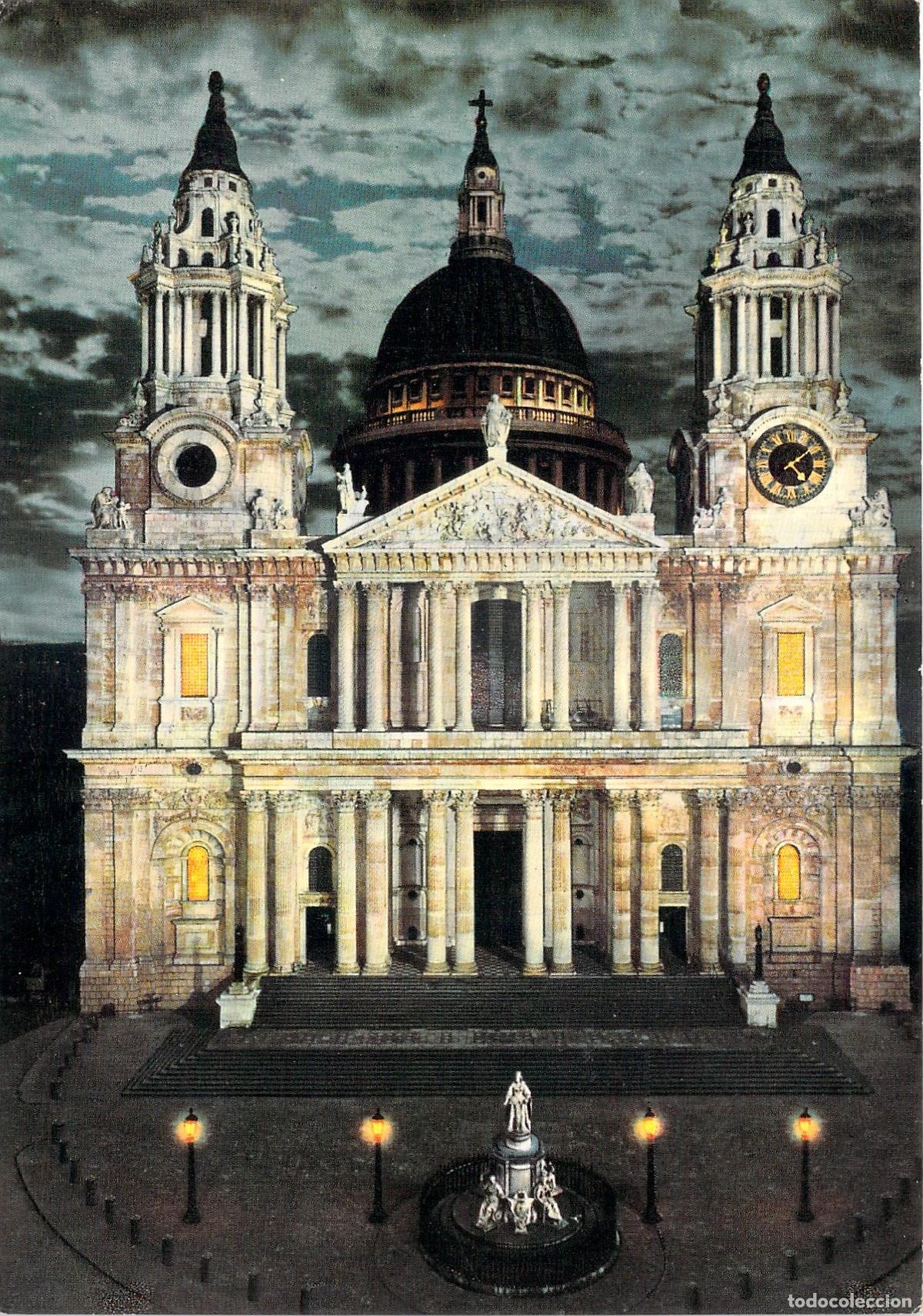 Postales: Postal de la Catedral de San Pablo en Londres por la Noche