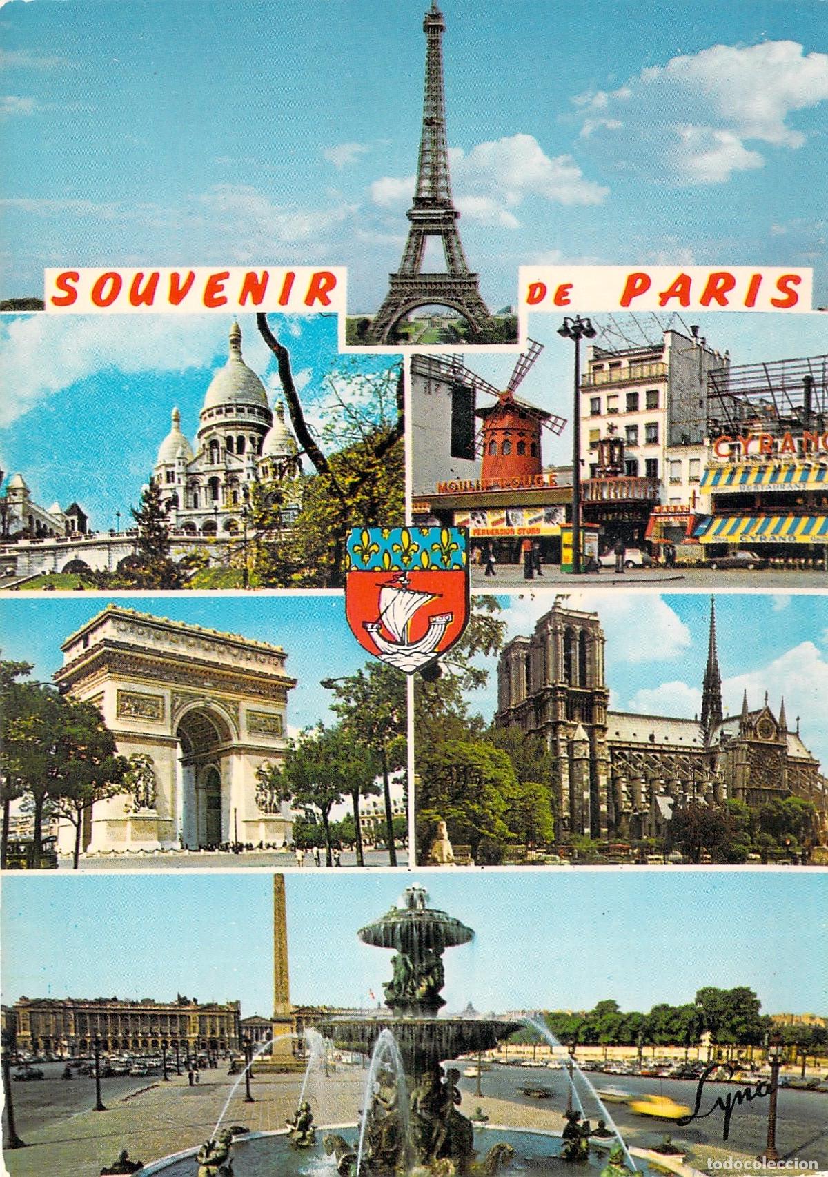 Postales: Postal de Paris con monumentos emblem&aacute;ticos