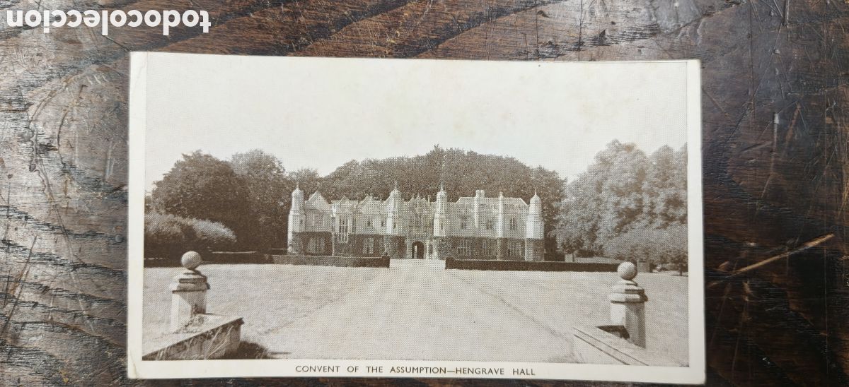 Postales: Postal antigua Inglaterra 1955 - Hengrave Hall Suffolk - Cir Coru&ntilde;a - Sello Isabel II Reina 2&frac12;d