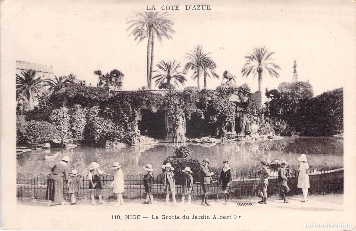 Postales: Postal de la Gruta en el Jard&iacute;n Albert Ier de Niza, Francia