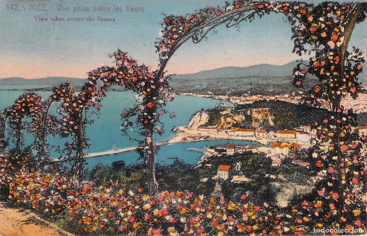 Postales: Postal de Niza vista desde las flores en Francia