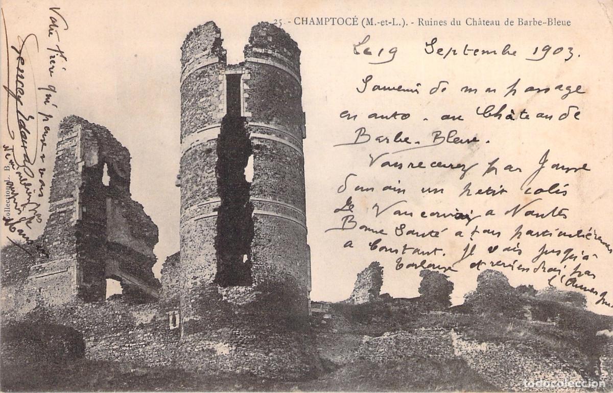 Postales: Postal de las ruinas del Castillo de Barbe-Bleue en Champtoc&eacute;