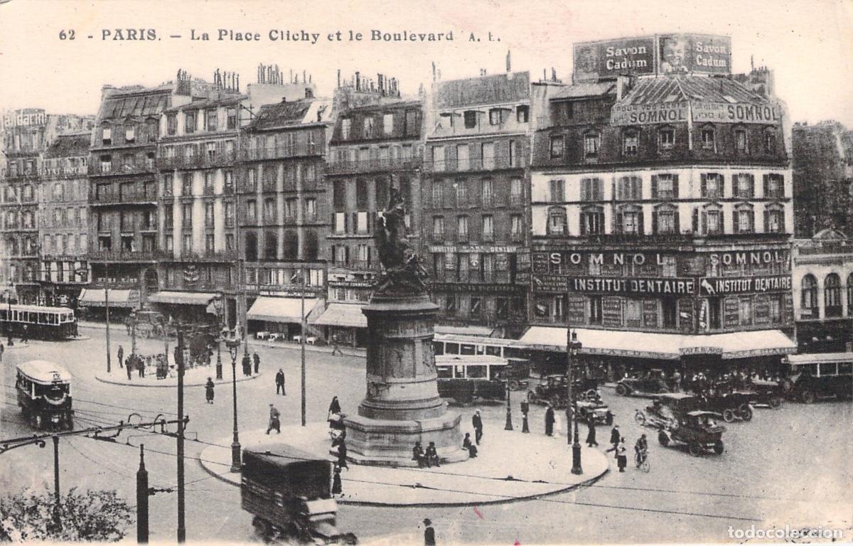Postales: Postal de la Place de Clichy y el Bulevar en Par&iacute;s