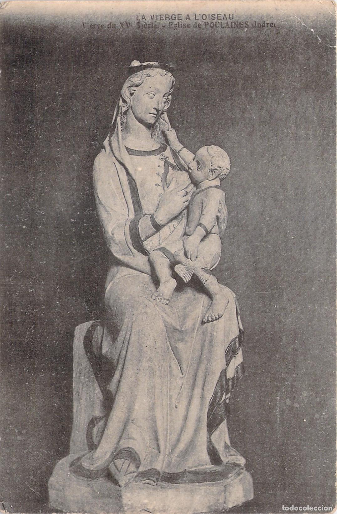 Postales: Postal de la Virgen y el Ni&ntilde;o, escultura de la iglesia de Poulaines