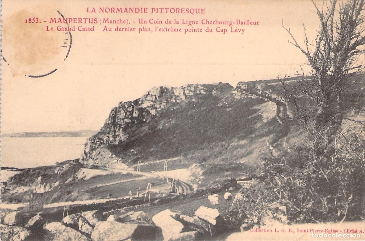 Postales: Postal de Maupertus Normand&iacute;a Paisaje de la Costa y L&iacute;nea de Ferrocarril