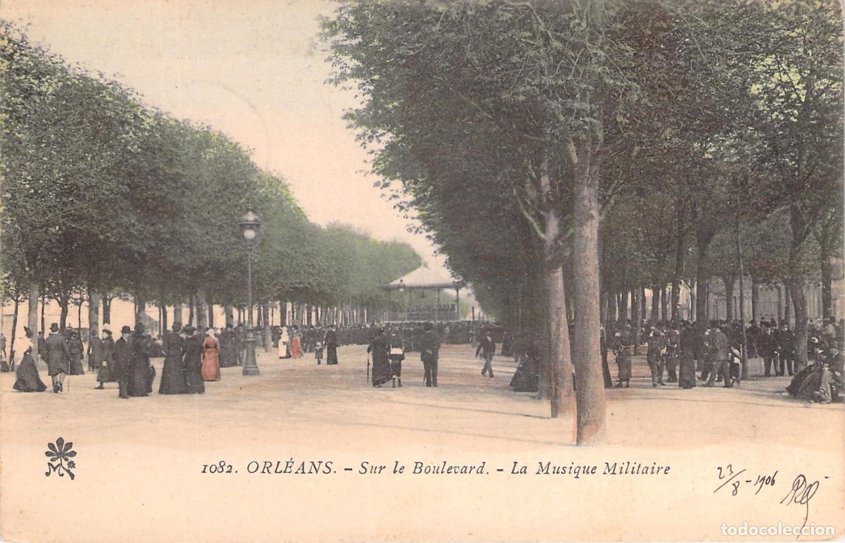 Postales: Postal de Orleans, bulevar con m&uacute;sica militar en Francia