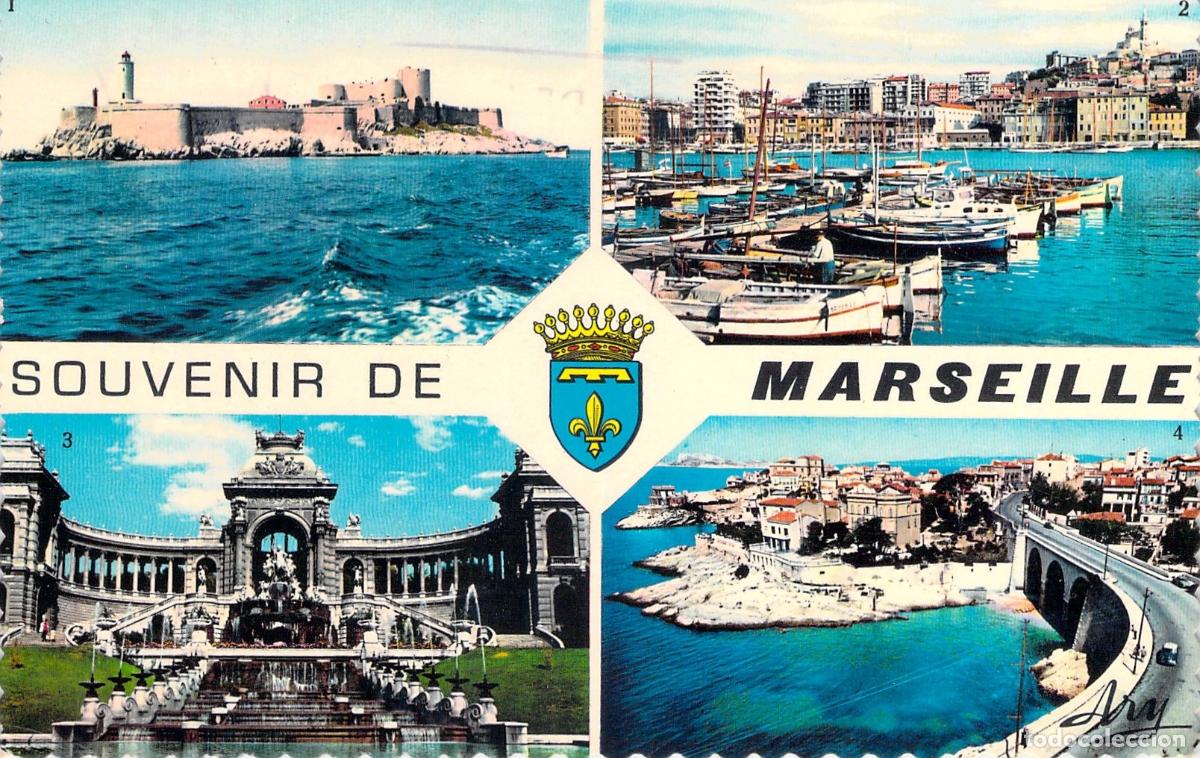 Postales: Postal de Marsella Francia con M&uacute;ltiples Vistas de la Ciudad