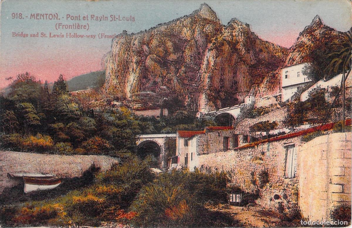 Postales: Postal de Menton Francia Puente y Barranco de Saint Louis