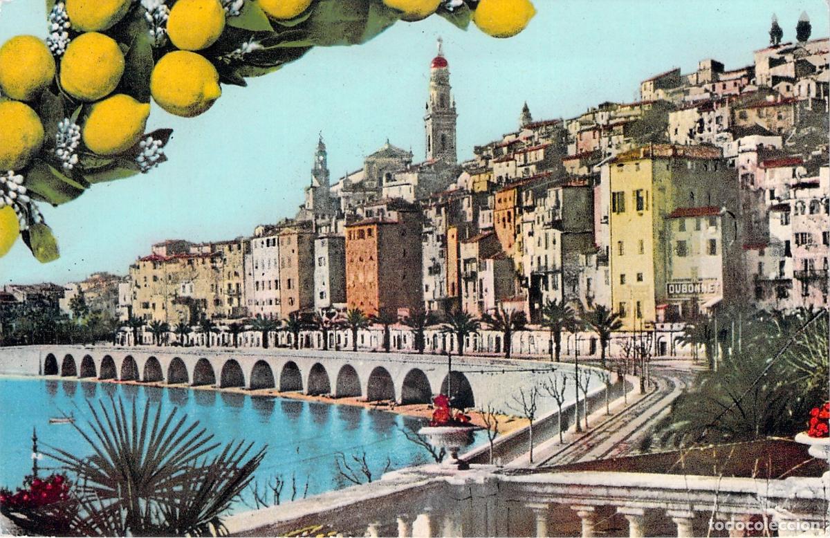 Postales: Postal de Menton Francia Vista General con Limones