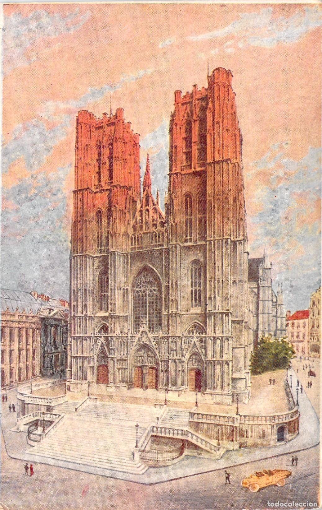 Postales: Postal de la Catedral de San Miguel y Santa G&uacute;dula en Bruselas