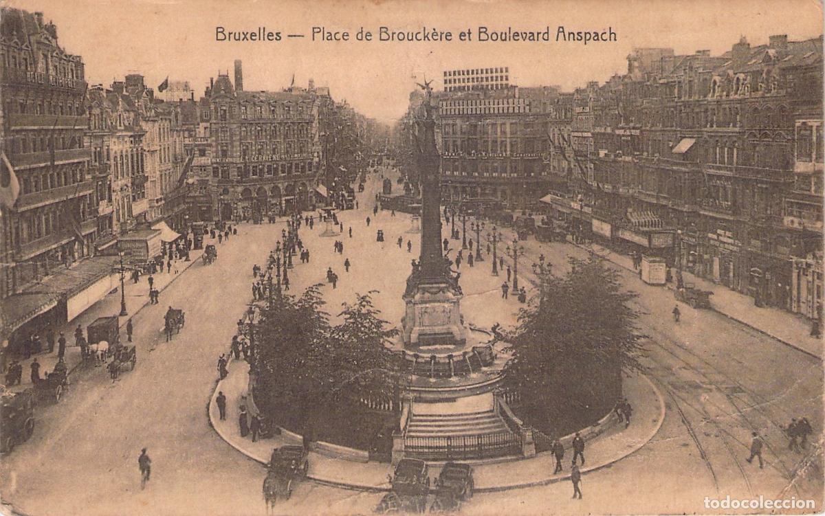 Postales: Postal de la Place de Brouckere y Boulevard Anspach en Bruselas