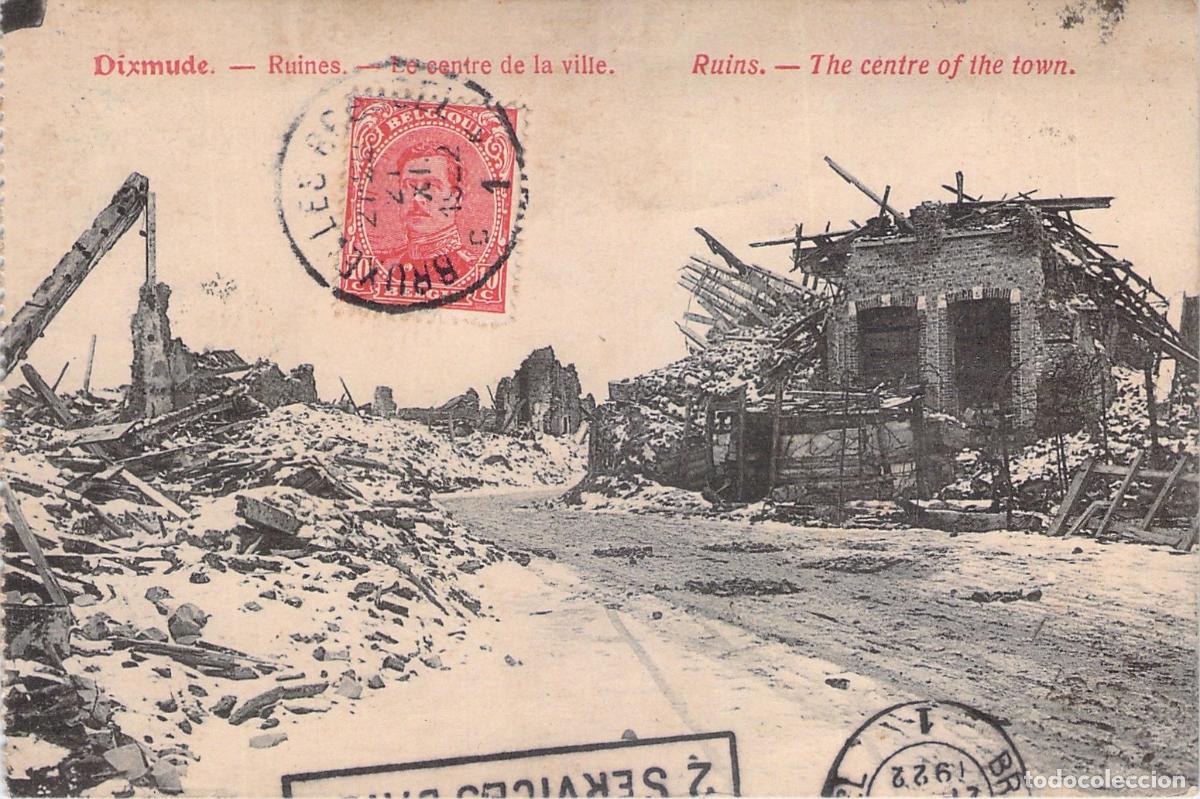 Postales: Postal de Diksmuide B&eacute;lgica, ruinas del centro de la ciudad