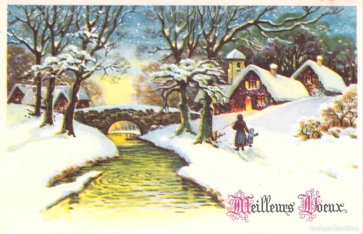 Postales: Postal de paisaje invernal con saludo de a&ntilde;o nuevo