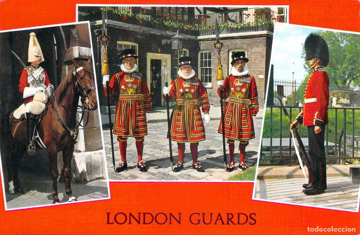 Postales: Postal de los Guardias Reales en Londres uniformes militares