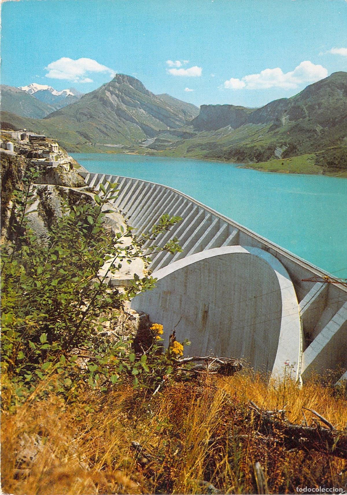 Postales: Postal de la Presa de Roselend y el Mont-Blanc en Saboya Francia