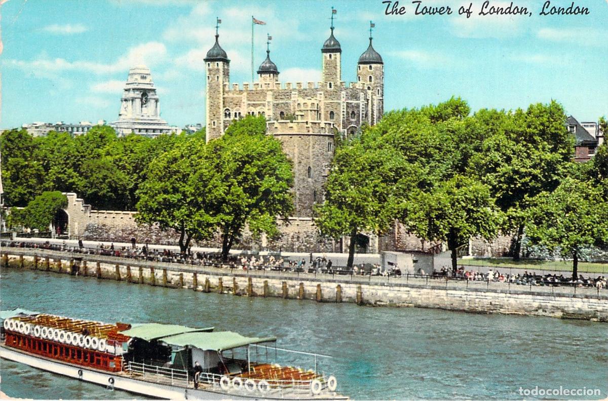 Postales: Postal de la Torre de Londres y el r&iacute;o T&aacute;mesis en Inglaterra
