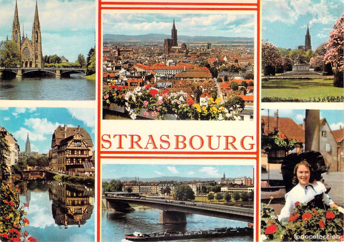 Postales: Postal de vistas m&uacute;ltiples de la ciudad de Estrasburgo en Francia