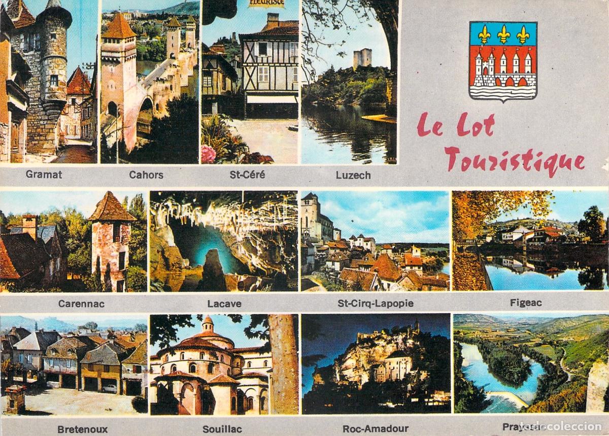 Postales: Postal de vistas tur&iacute;sticas del departamento de Lot, Francia