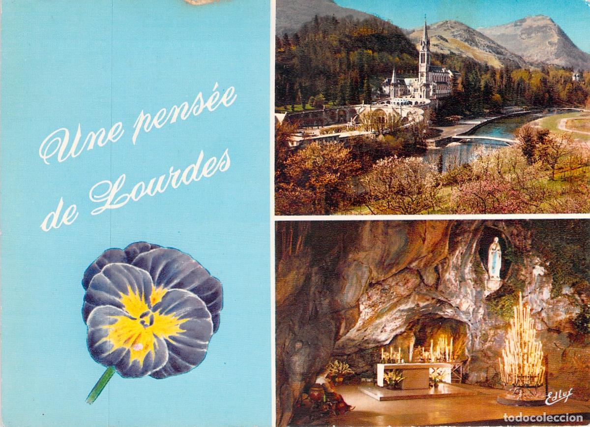 Postales: Postal de la Bas&iacute;lica y la Gruta de Lourdes en Francia