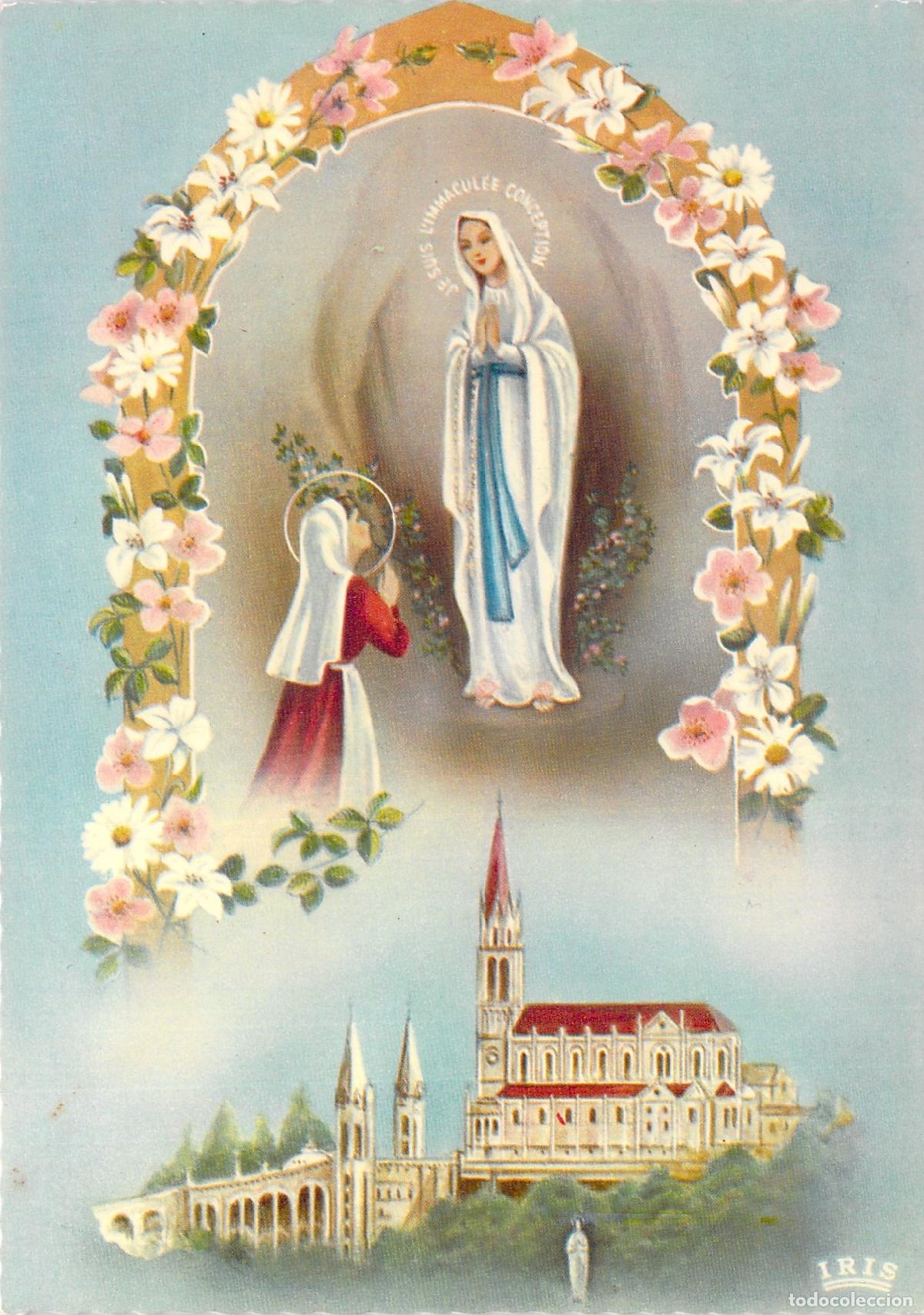 Postales: Postal de Lourdes, Francia: La Aparici&oacute;n y la Bas&iacute;lica