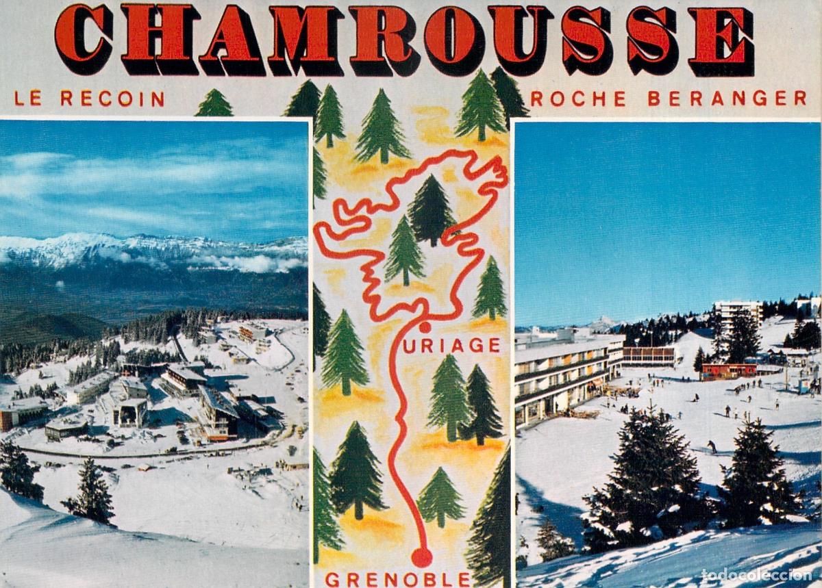 Postales: Postal de la estaci&oacute;n de esqu&iacute; Chamrousse en los Alpes franceses