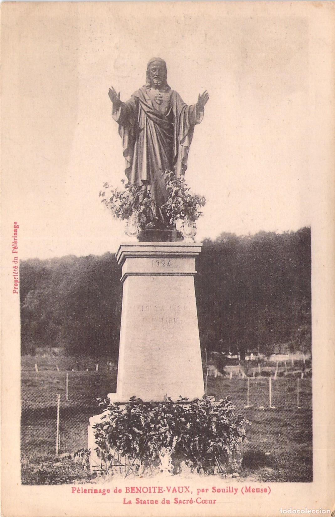 Cartes Postales: Postal de la Estatua del Sagrado Coraz&oacute;n en Benoite-Vaux, Francia