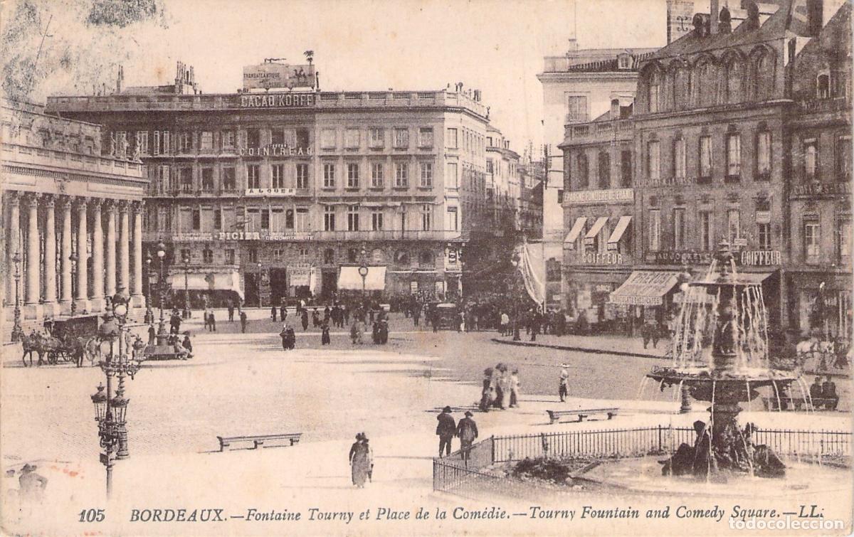 Postales: Postal de Bordeaux Place de la Com&eacute;die y Fuente Tourny