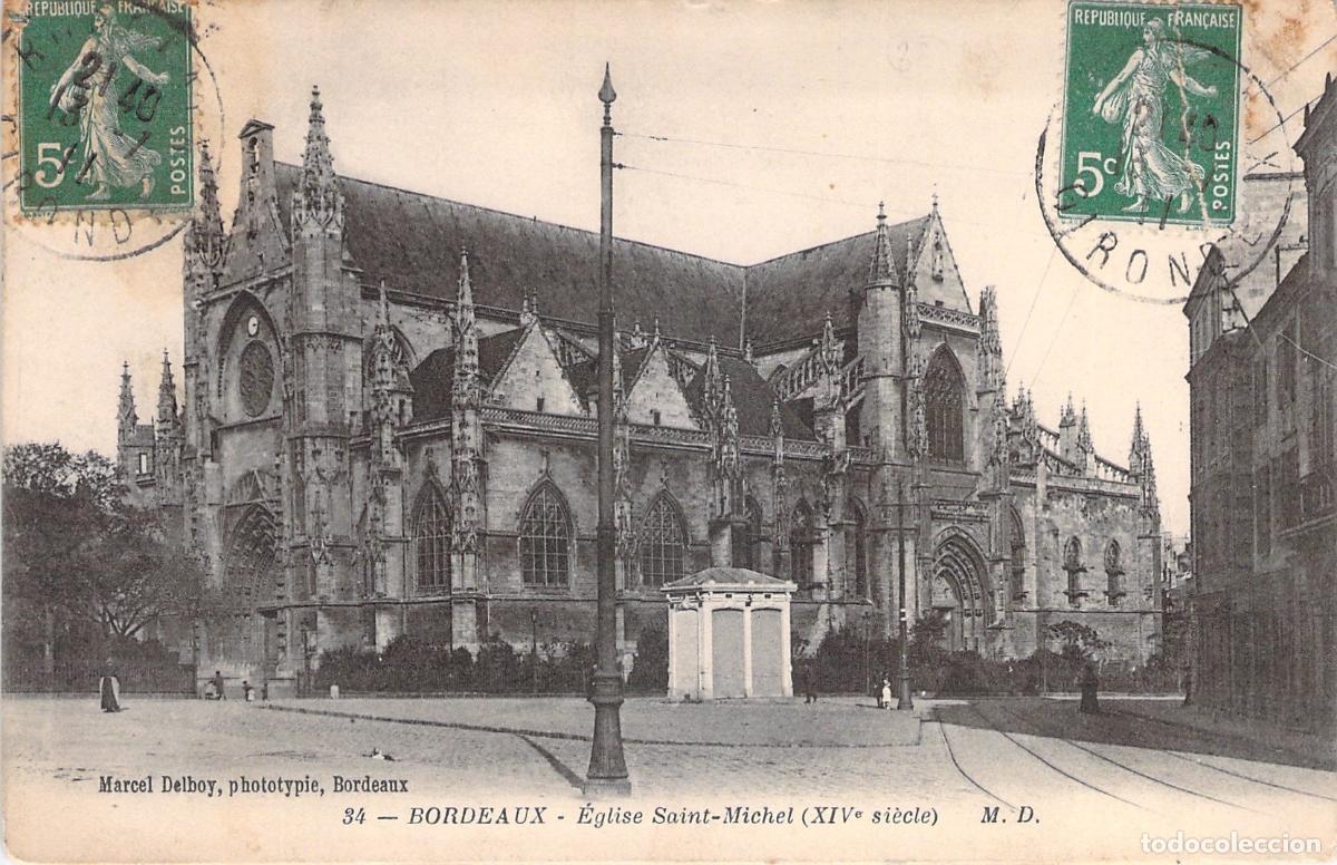 Postales: Postal de la Iglesia Saint-Michel en Burdeos, Francia