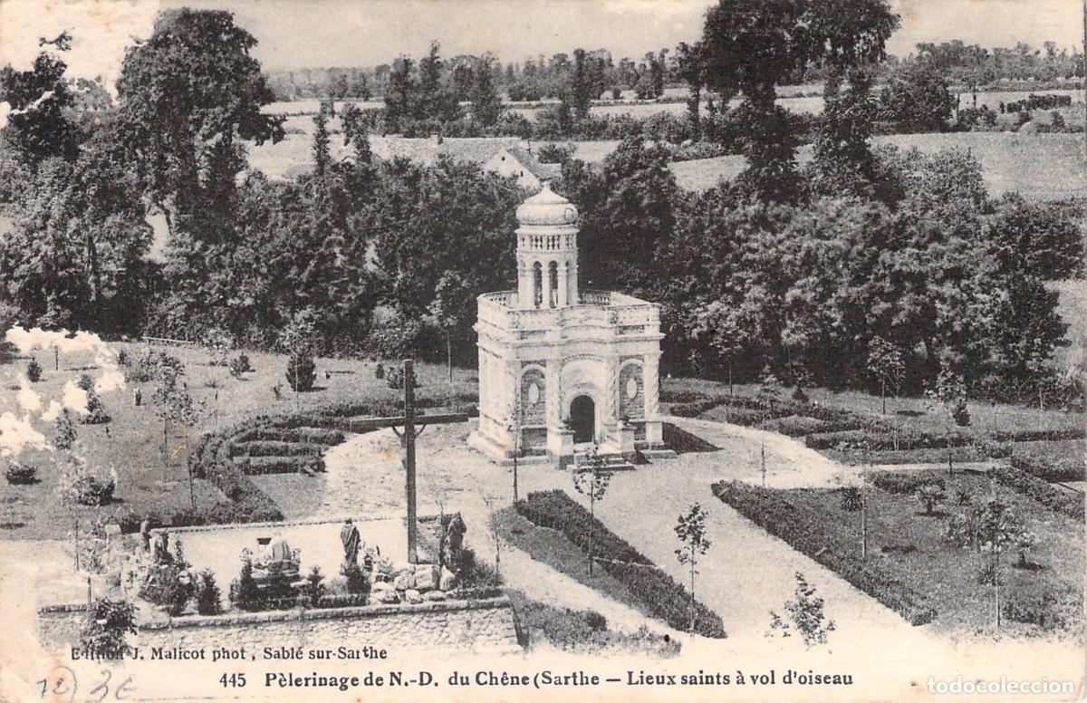 Postales: Postal de peregrinaci&oacute;n a Notre-Dame du Ch&ecirc;ne en Sabl&eacute;-sur-Sarthe