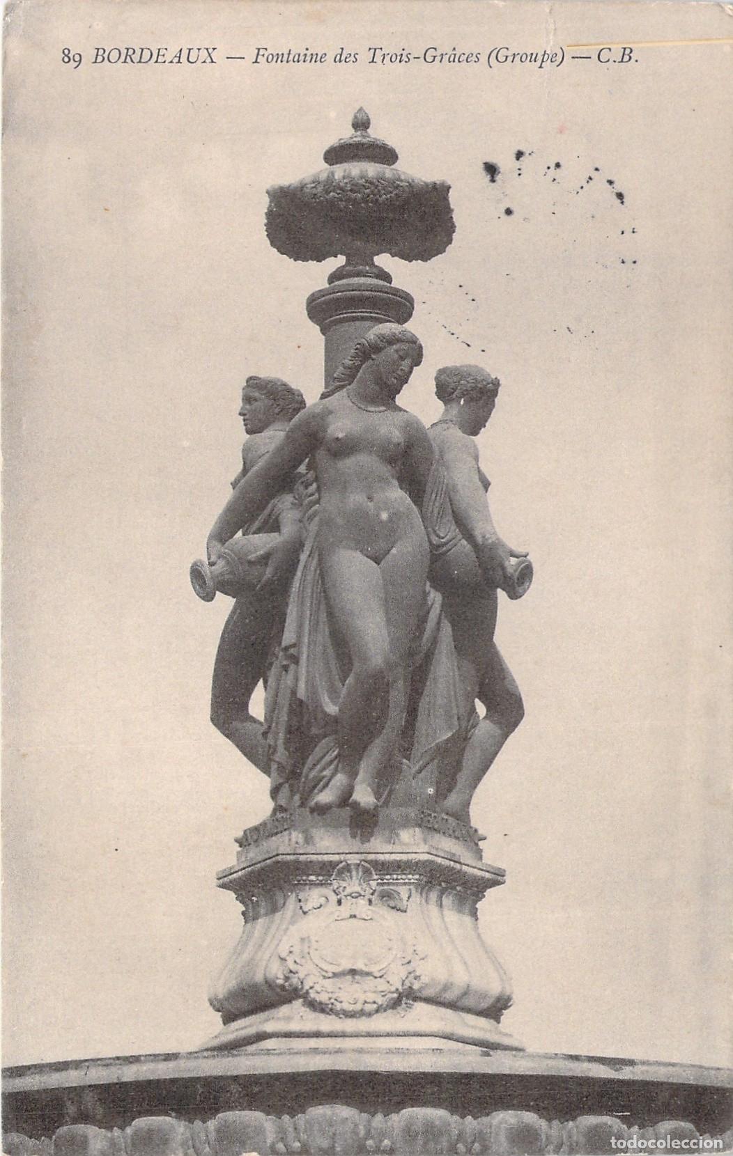 Postales: Postal de la Fuente de las Tres Gracias en Burdeos