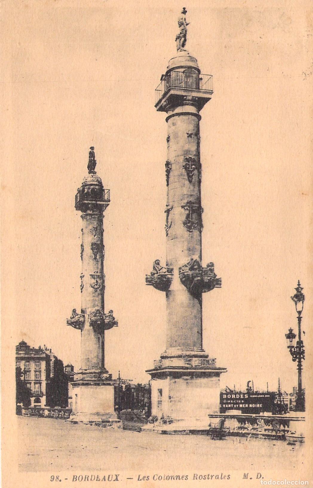 Postales: Postal de las Columnas Rostrales en Bordeaux, Francia