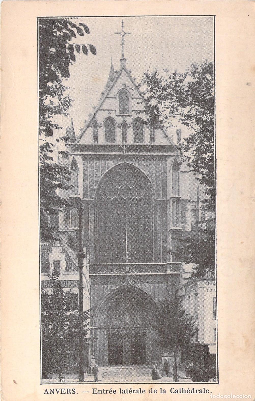 Postales: Postal de la entrada lateral de la Catedral de Amberes en B&eacute;lgica