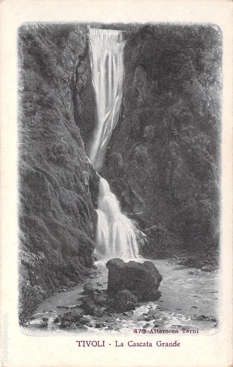 Postales: Postal de la Cascada Grande en Tivoli Italia